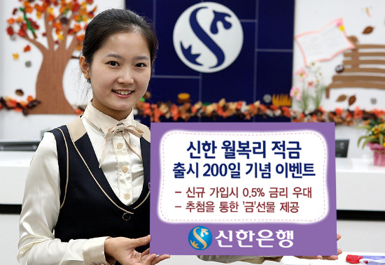 신한은행, '신한 월복리 적금 출시 200일 기념 이벤트' 실시