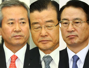 라응찬 전신한금융그룹회장, 신상훈신한지주사장, 이백순 신한은행장